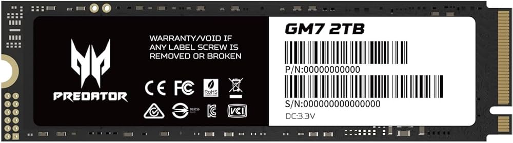 PREDATOR GM7 2TB PCIE GEN4 X4 M.2 SSD