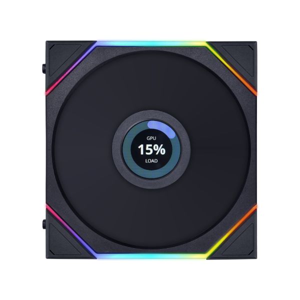 LIAN LI 120MM UNI FAN R12TL LCD REVERSE BLADE BLACK(1PACK) thumbnail 3