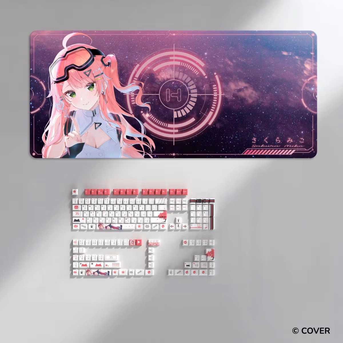 HYTE Sakura Miko Keycap Set and Desk Pad Bundle(WHITE)
