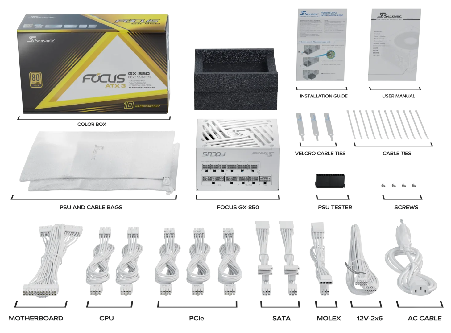 SEASONIC FOCUS GX850 850W 80PLUS GOLD WHITE thumbnail 11