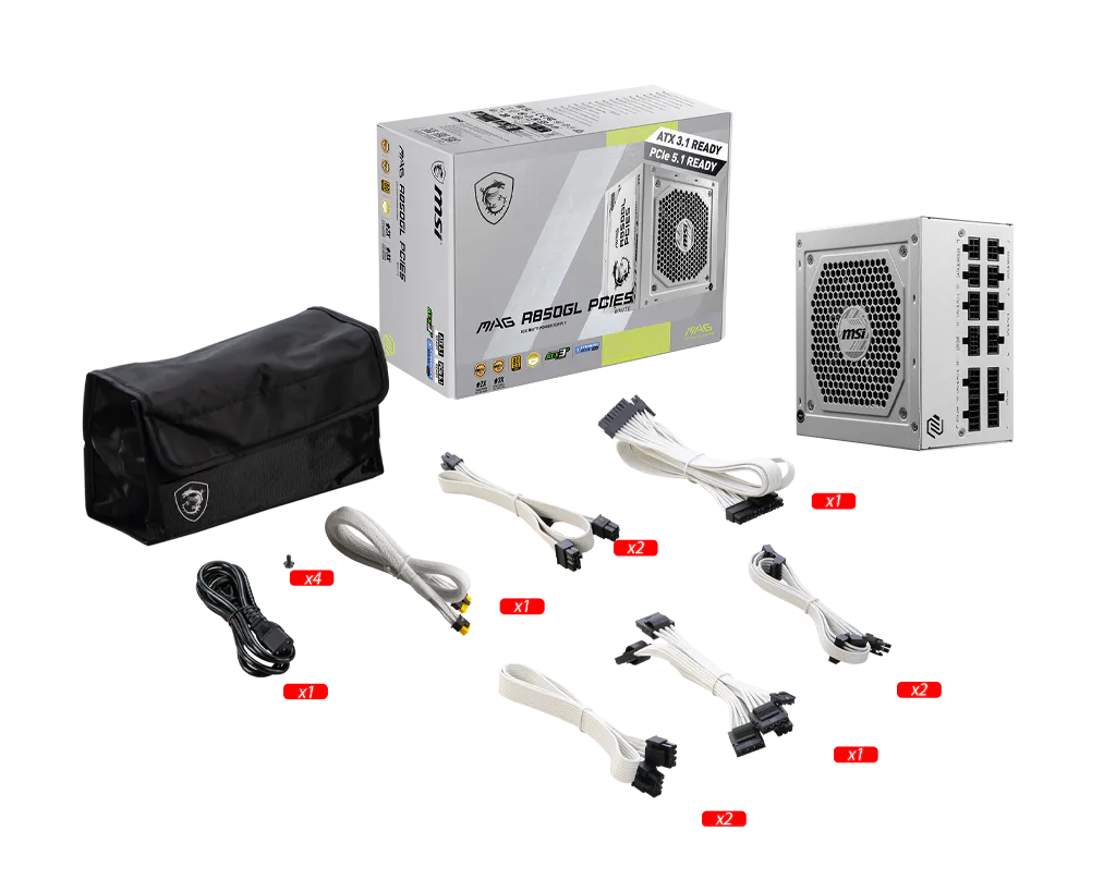 MSI MAG A850GL 850W PCIE5 WHITE thumbnail 5