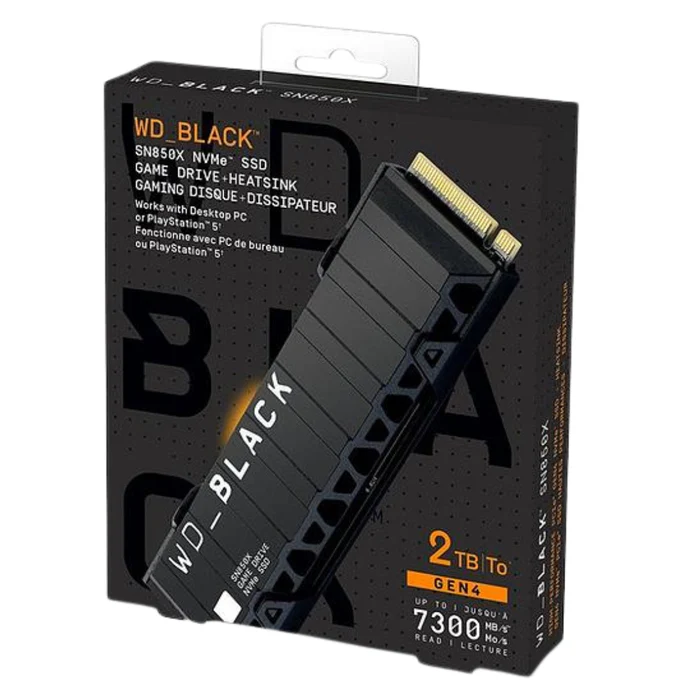 WESTERN DIGITAL BLACK SN850X NVME SSD M.2 2TB W/HEAT SINK